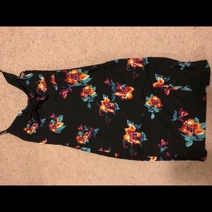 Black flower print midi dress